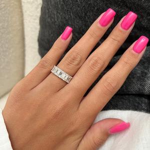 2.5CT <b>Emerald</b> Cut Lab Grown Diamond <b>Ring</b> , Five Stone <b>Emerald</b> Cut <b>Ring</b> , U Shape Setting Wedding <b>Band</b> , Rose Gold Stackable <b>Ring</b> - Product Image 5