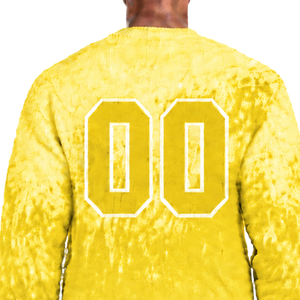 Pull tricoté dégradé jaune vif et blanc pour homme, col rond, manches longues, personnalisé, style streetwear décontracté, mode hiver - Product Image 4