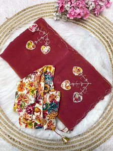Sari en soie Rangoli exclusif de la dernière collection de la boutique indienne, avec un chemisier de créateur élégant, idéal pour les fêtes, les mariages et les festivals, pour femmes. - Product Image 4