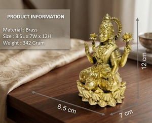 Ídolo de Lakshmi en Latón Puro, 100% Latón, Diosa Lakshmi, Murti Puja, Decoración para el Hogar, Regalo para Diwali, Hecho a Mano, Diseño Moderno y Duradero - Product Image 2