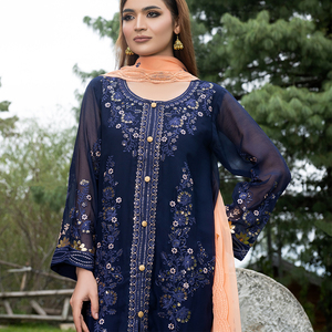 Ensemble shalwar kameez 2 pièces pour femmes grandes tailles, dernier design, logo personnalisé, robes de mariage, imprimé floral, broderie en dentelle - Product Image 6