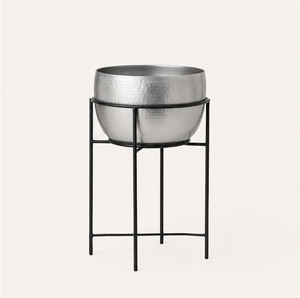 Soporte Metálico para Macetas, Plateado, con Acabado Martillado, Soporte de Alambre Negro, Ecológico, con Recubrimiento en Polvo, para Hogar, Hotel y Jardín - Product Image 2