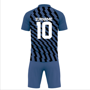 Camiseta de Fútbol Azul para Hombre con Estampado Geométrico Negro Número 10, Sublimada, de Secado Rápido, Manga Corta, Conjunto Deportivo, Precio Bajo - Product Image 3