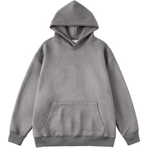 Sweat à capuche ample et oversize pour homme en molleton doux 100% coton, style délavé, brodé, vintage, coupe carrée, streetwear uni - Product Image 1