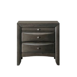 Comodino Contemporaneo a 2 Cassetti con Finitura Grigia, Vassoio Portagioie, Mobile da Camera in Legno Massello, Tavolino d'Appoggio 1 Pezzo - Product Image 2