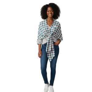 Écharpe châle pied-de-poule Jack and Jill, élégante, légère, à motifs, pour femme, accessoire de mode pour tenues de soirée formelles - Product Image 2