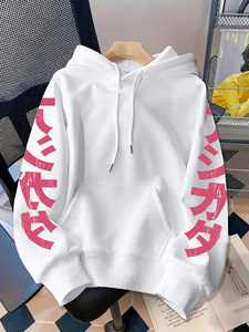 Sweat-shirt à capuche imprimé gothique pour homme grande taille, style délavé, manches longues, streetwear, faible MOQ, OEM, ODM - Product Image 4