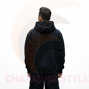 Vêtements pour hommes de haute qualité, streetwear, hip hop, sweat à capuche avec strass, effet délavé, coupe classique, 100% coton - Product Image 2