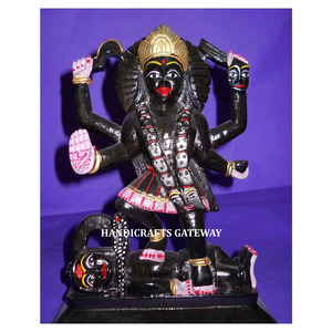 Estatua de la Diosa Kali Mata, hermosa y natural, de mármol negro italiano, para fines de culto, decoración del hogar y la oficina. - Product Image 1