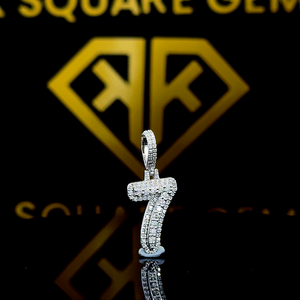 Collier tendance en argent avec pendentif numéro 7 en moissanite, style hip-hop, bijoux de luxe, cadeau personnalisé pour enfants, hommes et femmes - Product Image 3