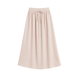 Fashion Women’s Ribbed Knit Midi <b>Skirt</b> with Drawstring <b>Elastic</b> <b>Waist</b>, Simple Elegant Style, Suitable for Daily Wear Wholesaler - Product Image 1
