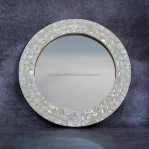 Elegante espejo de pared de madreperla hecho a mano decorativo Shell incrustaciones acento espejo para sala de estar dormitorio entrada o baño - Product Image 1