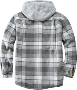 Vente en gros de chemises en toile à carreaux unisexes, vestes softshell doublées de polaire, vestes à rayures boutonnées en sherpa, vestes à capuche à col montant, streetwear - Product Image 1