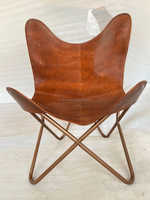 Fauteuil Papillon en Cuir Véritable avec Structure Métallique Robuste, Conception Ergonomique Confortable pour Salon, Chambre à Coucher, Loisirs, Style Traditionnel