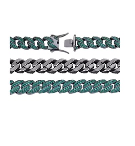 Cadena de eslabones cubanos de Miami con tachuelas de diamantes de lujo totalmente moissanita, corte de diamante helado multicolor para collares de moda - Product Image 1