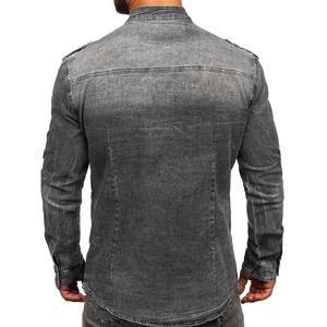 Veste zippée délavée à l'acide multi-poches de haute qualité Veste en jean personnalisée Vestes de moto d'été - Product Image 3