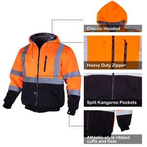 Veste de sécurité réfléchissante haute visibilité ANSI Classe 1 avec LED clignotantes pour hommes et femmes, imperméable, hiver, avec capuche, pour le travail et la construction - Product Image 3