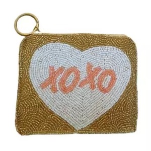 Porte-monnaie brodé à la main avec perles de rocaille, motif étoile céleste multicolore, pochette à maquillage et porte-monnaie perlé - Product Image 5