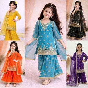 Conjunto de Salwar Kameez de Georgette Bordado para Niñas con Dupatta de Red de Mantequilla, Completamente Cosido, Ropa Infantil, Fabricante: Royal Export - Product Image 2