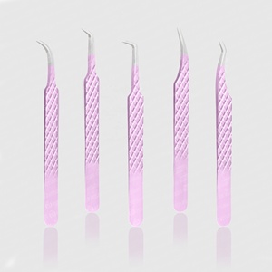 Pinzas de pestañas renovables con logotipo personalizado, pinzas de pestañas de color con recubrimiento de polvo brillante mate de acero inoxidable - Product Image 2