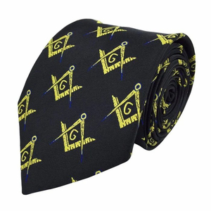 Corbata Masónica de la Logia Azul, Negra y Dorada, Material Personalizado, Bordado a Máquina, Regalia Masónica, Servicio OEM - Product Image 1