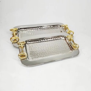Elegant Rectangular Mirrored Serving <b>Tray</b> with Gold Floral Handles for Luxury Home Decor and Decorative Tabletop Display - Product Image 4
