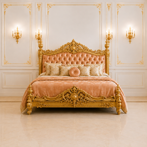 Ensemble de lit en bois sculpté à la main sur le thème turc avec tables de chevet, lit capitonné King Size, mobilier de chambre neuf, vente en gros pour la maison - Product Image 2