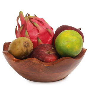 Bol à fruits en bois fait main, design traditionnel chinois, artisanat en bois non traité pour fruits et collations - Product Image 3