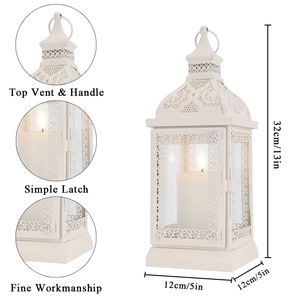 Farol Marroquí Exclusivo con Acabado Blanco Contemporáneo y Patrón Metálico Ornamental para una Decoración Elegante del Espacio en el que Vives - Product Image 4
