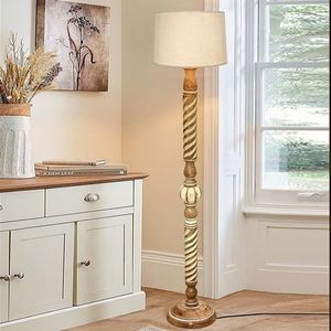 Lampe de sol rustique en bois massif pour chambre à coucher, lampe décorative en bois massif pour salon - Product Image 2