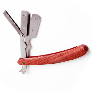 มีดโกนหนวดสำหรับช่างตัดผม ด้ามไม้ สแตนเลส - Product Image 3