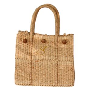 Sac fourre-tout vintage en jacinthe d'eau tressée : Sac de plage en paille - Product Image 2