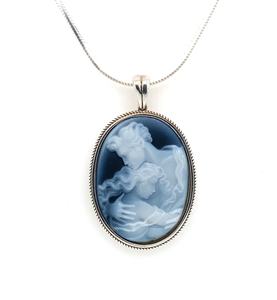 Pendentif en agate bleue naturelle, fait main, en argent sterling 925, pour femmes - Product Image 5