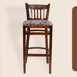 Modern Classic Traditional Slated <b>Bar</b> <b>Stool</b> Solid Hard Wood With Patterned Jacquard Fabric Upholstered Seat High <b>Stool</b> <b>Bar</b> Chair - Product Image 1