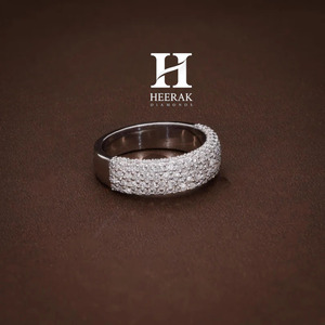 Luxury 18K White Gold Pave <b>Diamond</b> <b>Ring</b> Lab Grown CVD <b>Diamond</b> Multi-Row Wedding Band Full Eternity Style Engagement <b>Ring</b> - Product Image 6