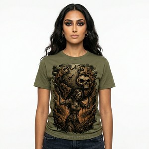 T-shirt personnalisé avec motif océanique, impression d'art squelette, streetwear vintage, tee-shirt en coton surdimensionné, impression DTG, fournisseur d'usine - Product Image 4