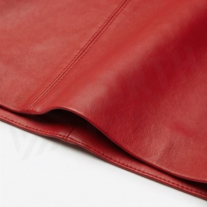 Women A-Line <b>PU</b> Leather <b>Skirt</b> Red Knee-Length Elegant Solid Color Regular Waistline All Seasons Woven Fabric - Product Image 5