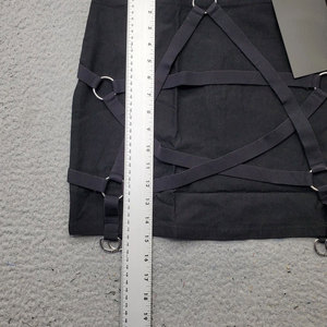 High Demanding Gothic Punk Women <b>Black</b> Mini Skirt <b>Harness</b> Strappy O-Ring Skirt with Back Zipper Custom OEM ODM - Product Image 3