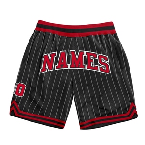 Custom Eco-Friendly Custom Black <b>White</b> Pinstripe Red-<b>White</b> Authentic Basketball <b>Shorts</b> - Product Image 1
