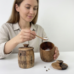 Mortero y Pilón de Bambú Hechos a Mano - Utensilio de Cocina Duradero, Hermético, Apto para Alimentos y Lavavajillas, para Moler Especias - Product Image 1