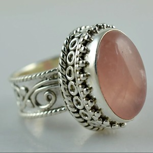 Rose <b>Quartz</b> Oval <b>Ring</b> 925 Sterling Silver Handmade Promise <b>Ring</b> for Women Jewelry gift for her bezel setting January Birthstone - Product Image 3