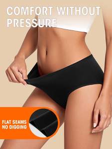 Everyday Bliss <b>Womens</b> Hipster Underwear <b>Panties</b> Solid Knitted Soft Cotton Blend Airy Feel Flexible Secure Fit Full Coverage - Product Image 3