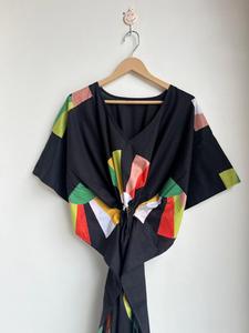 Robe Kaftan Bohème Florale Faite à la Main en Coton pour Femme, Maxi, Manches Évasées, Anti-Plis, Col en V, Usage Quotidien, Plage, Été, Modèle 220 - Product Image 3