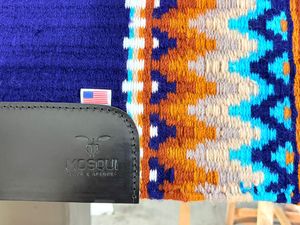 MESAIL All Purpose Saddle Pad Wool Shell Fleece Lined Geometric Pattern Blue Orange Turquoise Western <b>Equestrian</b> Riding - Product Image 4