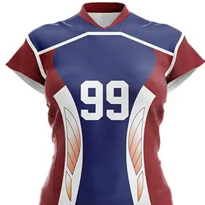 Camiseta de voleibol para mujer con cuello en V y cuello alto, sublimada, para equipo de academia, posicionamiento en cancha, para partidos de temporada final - Product Image 2
