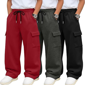 Pantalon de jogging décontracté pour homme, taille élastique avec cordon de serrage, poches cargo, en coton uni, idéal pour l'automne - Product Image 3