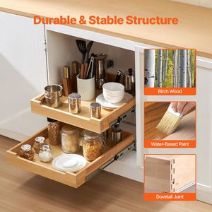 Organizzatore per Armadio a 2 Livelli, 20" L x 21" P, Cassetto Scorrevole in Legno Resistente con Chiusura Morbida per Camera da Letto - Product Image 2