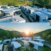 Maison conteneur en acier moderne, élégante, luxueuse, étanche, type capsule spatiale, avec cuisine personnalisée, garantie 5 ans pour le camping en extérieur