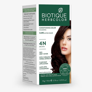 Fórmula Acondicionadora de Coloración Capilar Herbal Orgánica Sin Amoníaco Con Nueve Extractos de Plantas Para un Tono Marrón Natural y Textura Suave - Product Image 1