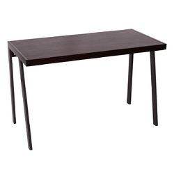 Bureau d'ordinateur avec plateau en bois et structure en métal - Product Image 1